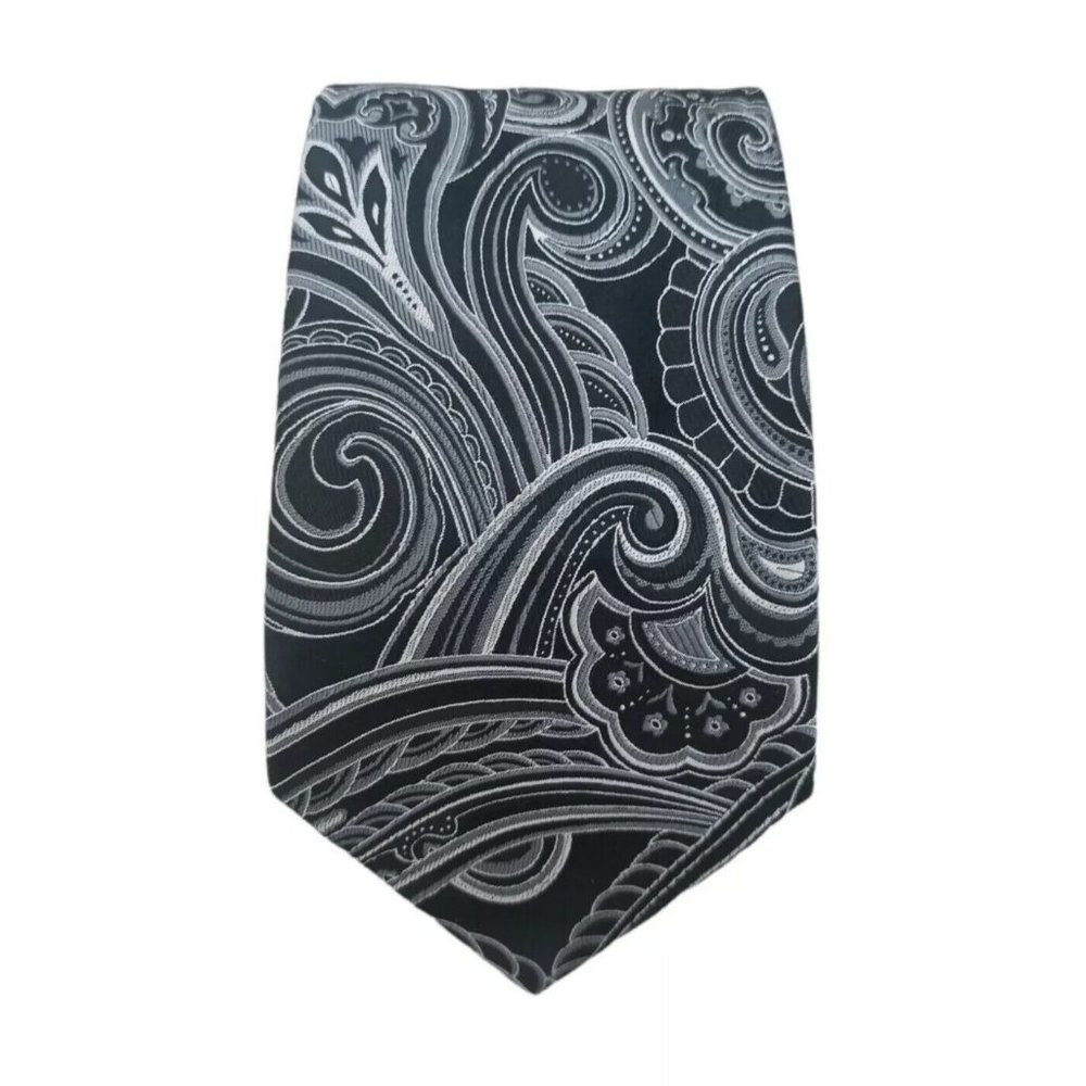 DONALD J TRUMP Black Paisley Silk Tie HANDMADE 60"- 3,6" EX COND